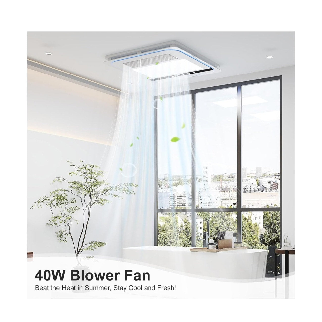 Quiet Bathroom Heater, Exhaust Ventilation Fan, & LED Light Combo 190 CFM 1760W w/ Remote