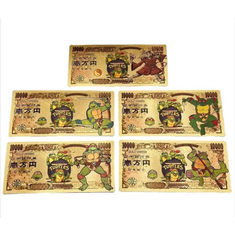Teenage Mutant Ninja Turtles Themed Gold Plated Banknotes Collection Set TMNT