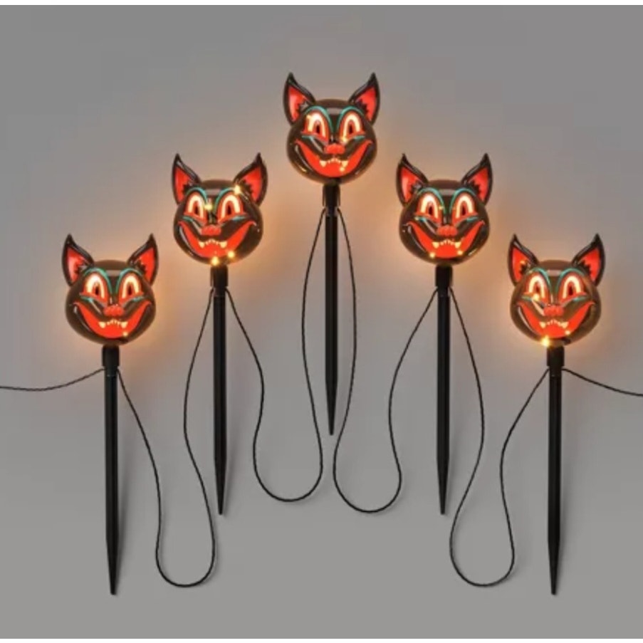 5ct Plastic Cat Halloween Pathway Stake Lights