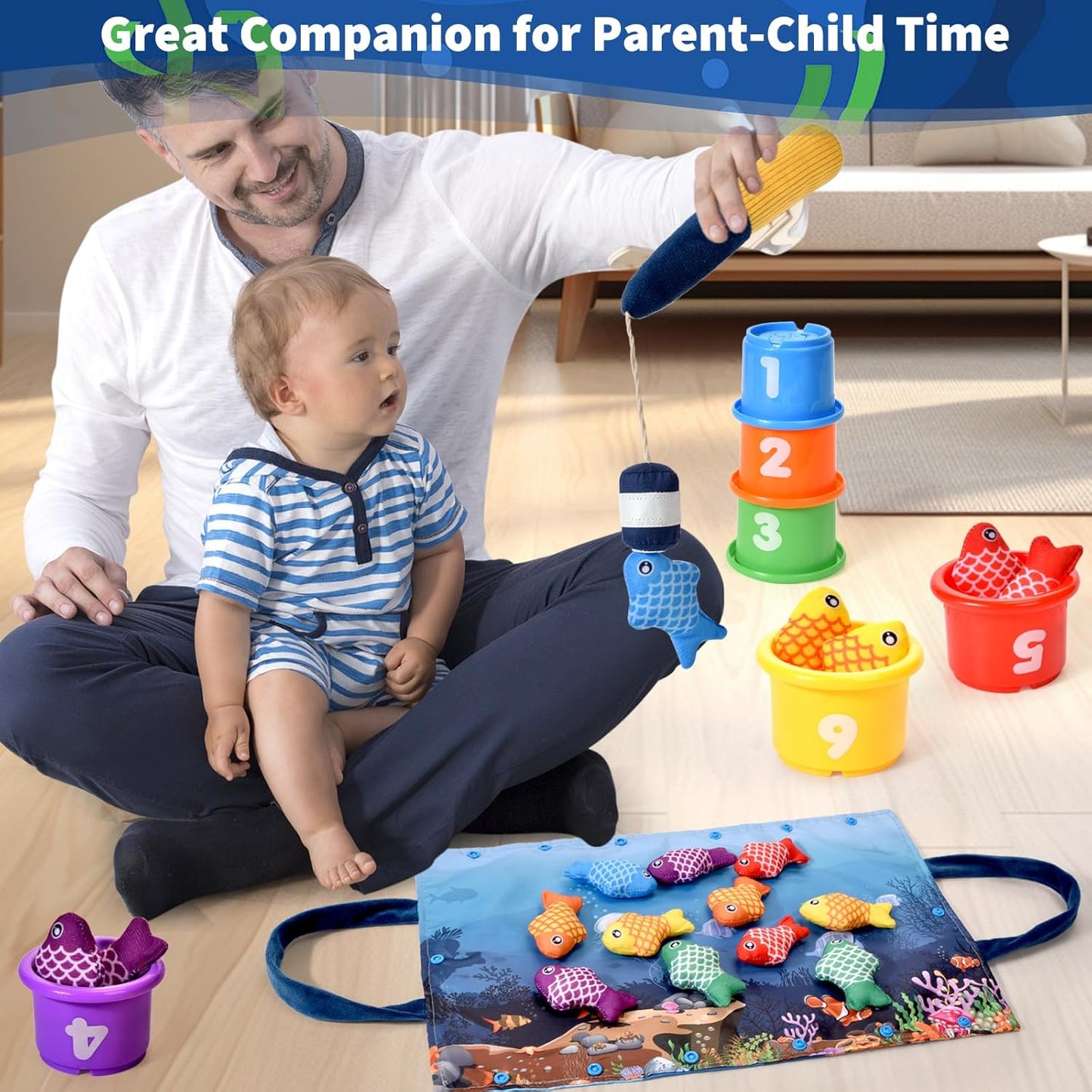 Ocean World Montessori Toys Baby & Toddler Sorting Fishing 20PCS Sensory Toy