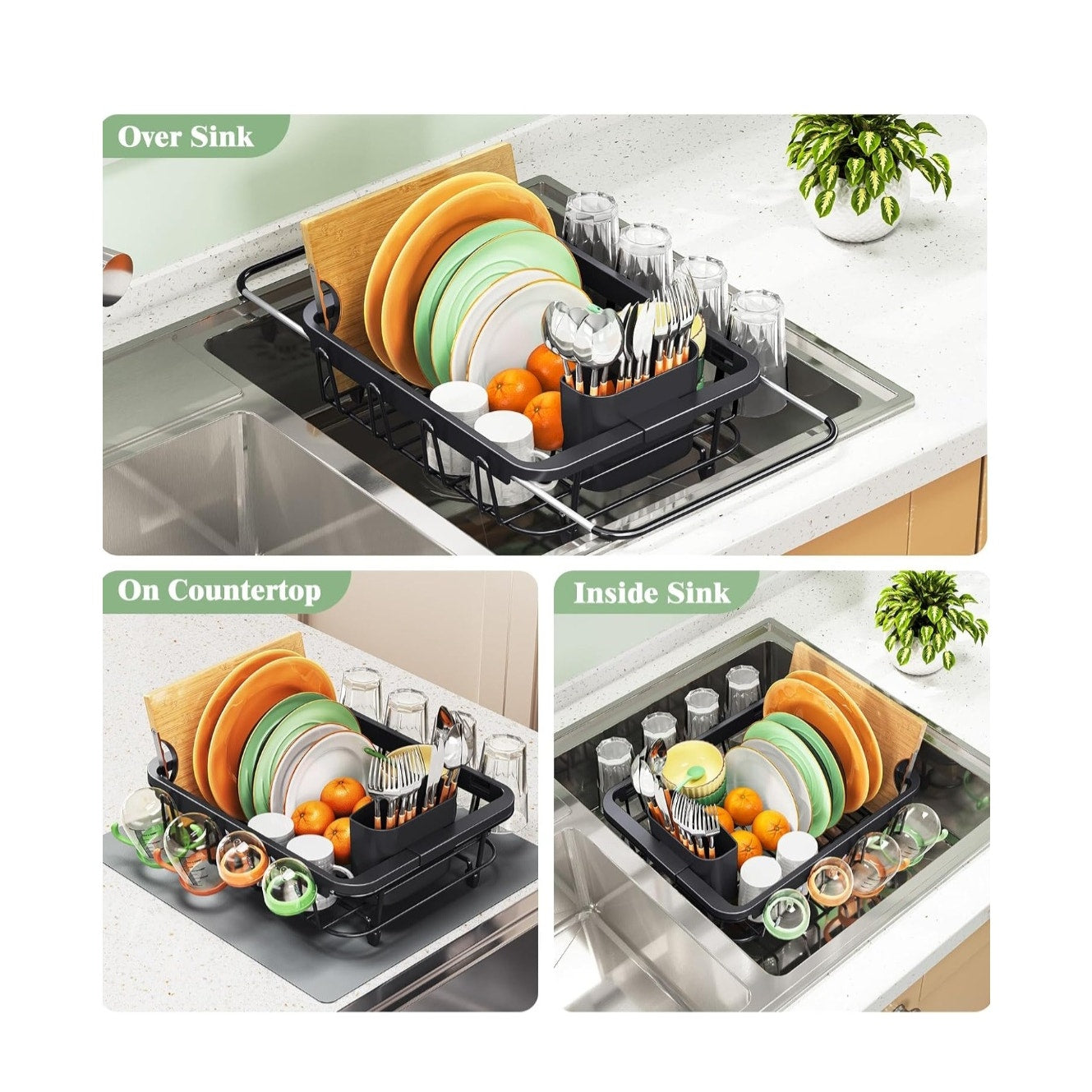 New Expandable Dish Drying Rack - Black