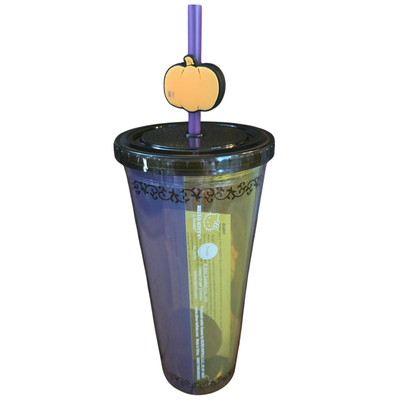 Hello Kitty Pumpkin Acrylic Travel Cup Hot Topic Exclusive Halloween