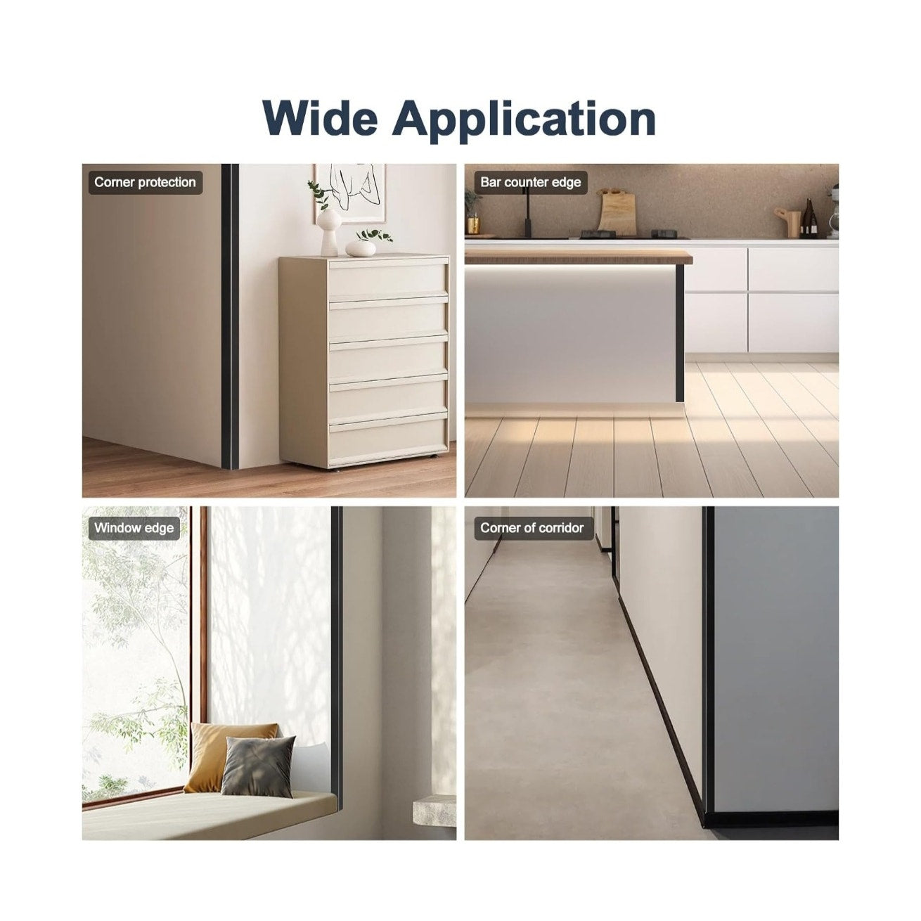 New 45" Black Metal Corner Protectors SET OF 4, Aluminum