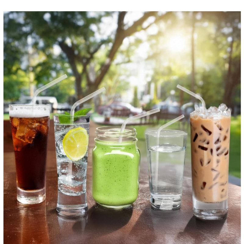 Clear Plastic Straws, Disposable - 400 Bendy Drinking Straws - 7.75"