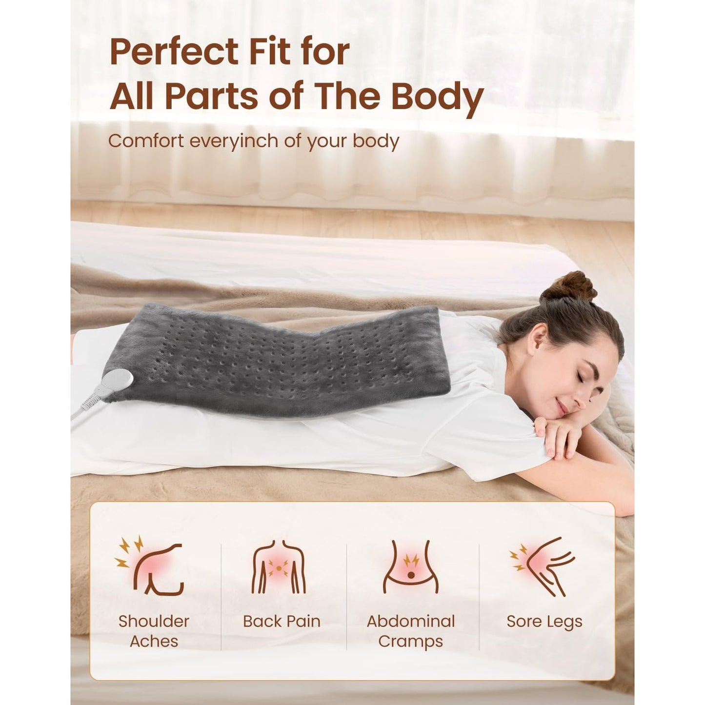 Heating Pad for Back Pain Relief & Period Cramps