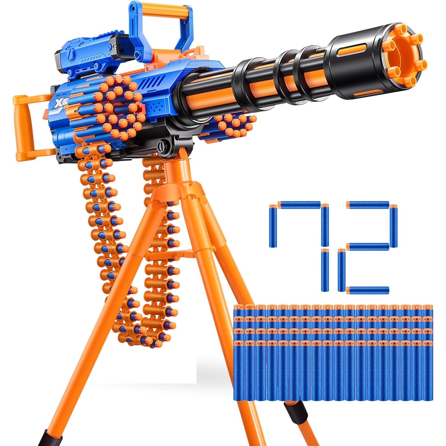 XSHOT Insanity Motorized 72 X-Shot Darts Storage Auto Feeding Belt Tripod Scope