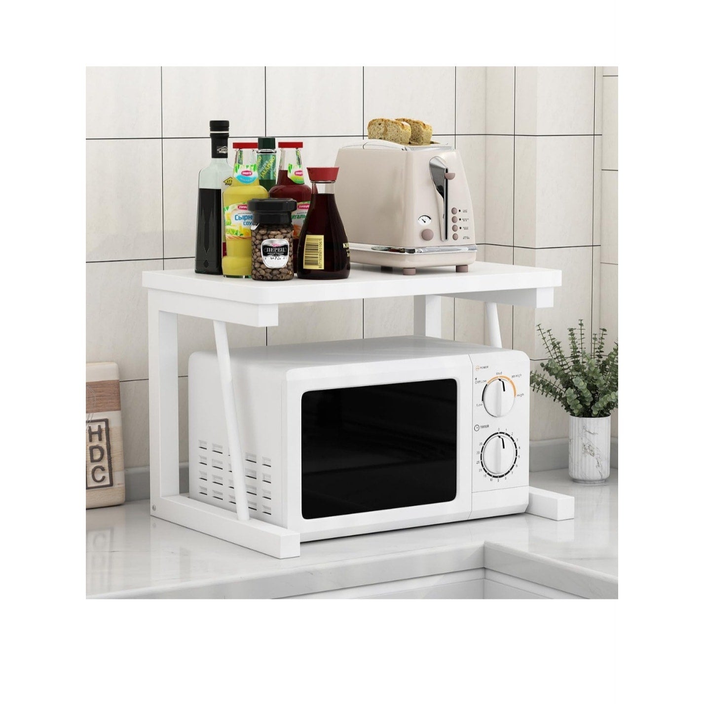 White Desktop Printer Stand 2-Tier Shelf for Printer Scanner Copier Fax Machines