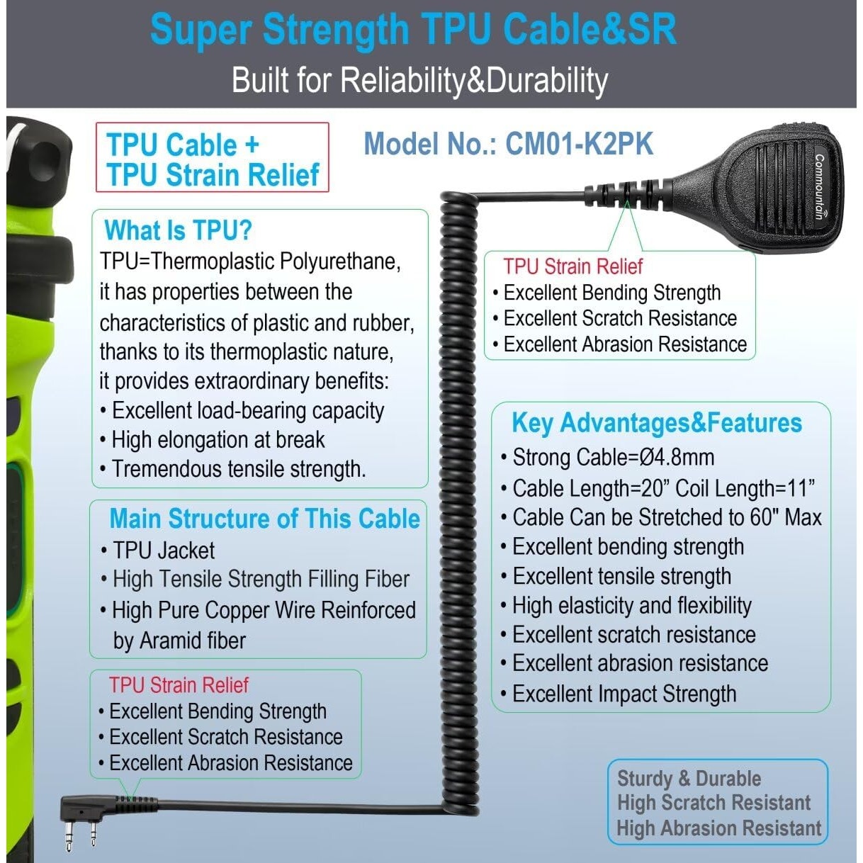 New Speaker Mic Compatible with Kenwood Radios 2 Pin Shoulder Microphone