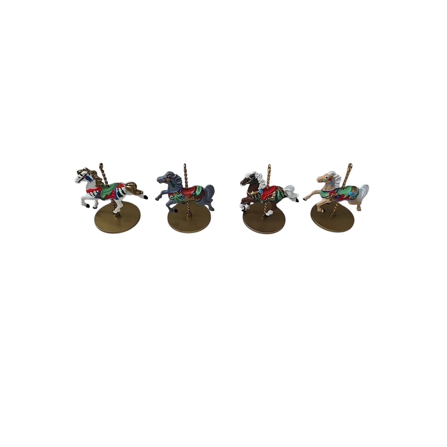 Hallmark Carousel & Horses Christmas Ornaments Set Of 4 Horses & Stand 1989