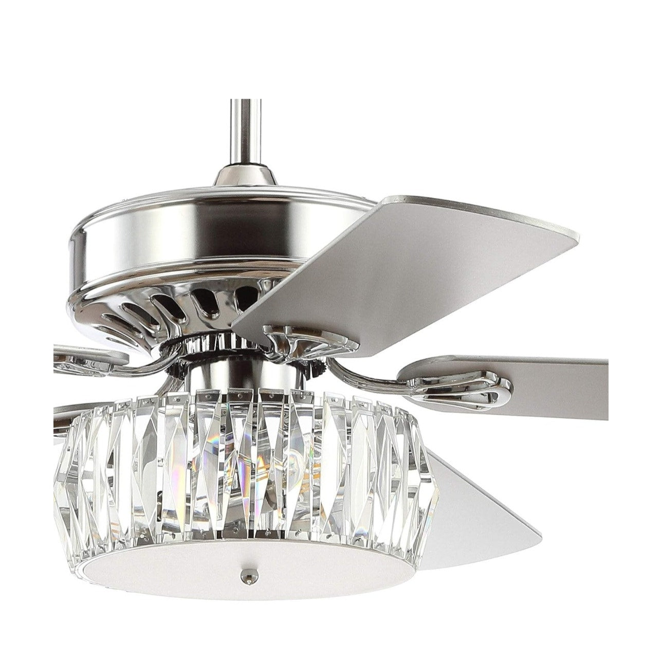 JONATHAN Y JYL9706A Mandy 52" 3-Light Crystal Prism Drum LED Ceiling Fan w/ Remote Chrome