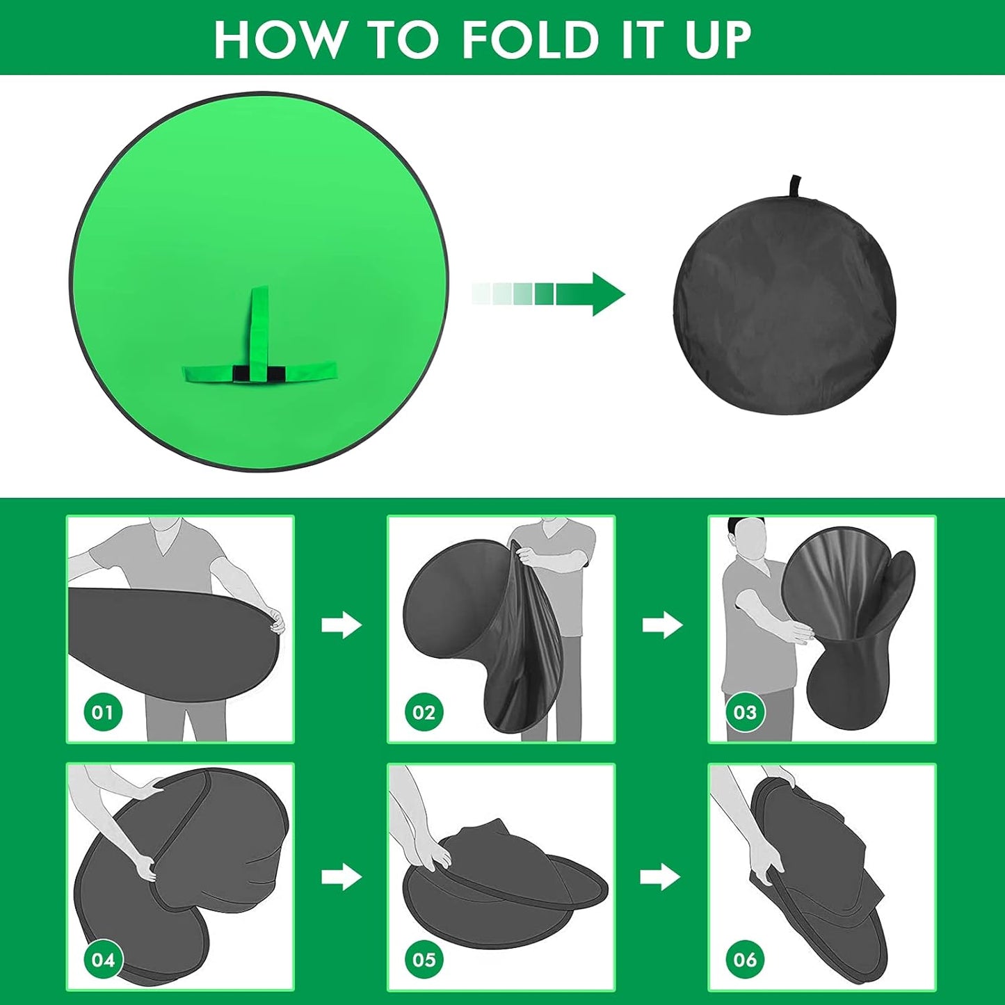 New Portable 57" Green Screen for Chair Greenscreen Backdrop Background Streaming Gaming Meeting