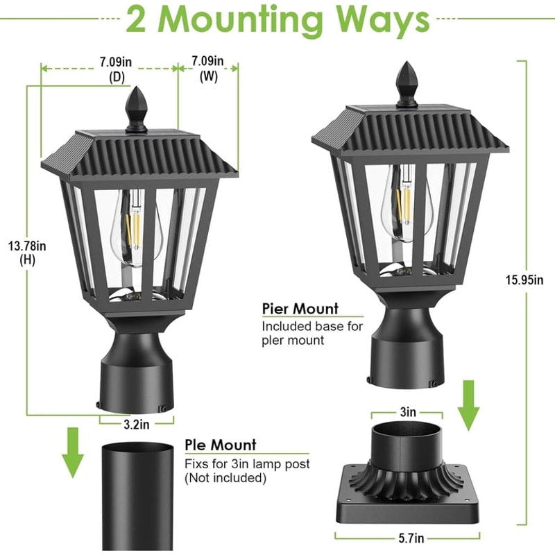 Solar Lights, Dusk to Solar Lamp Light with Pier Mount Base