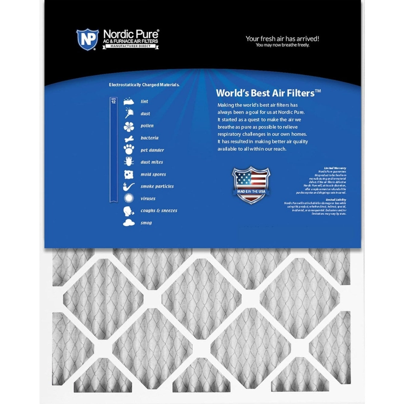 Nordic Pure 24x24x1 (23 3/8 x 23 3/8 x 3/4) Pleated MERV 12 Air Filters 6 Pack