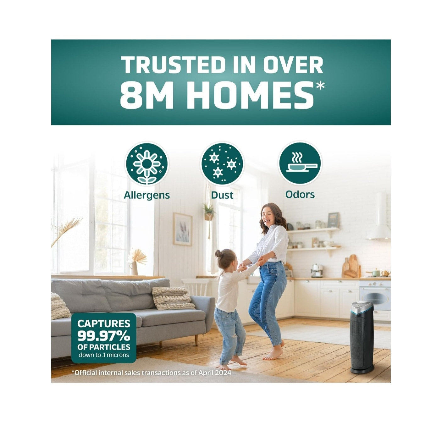 GermGuardian AC4825 4-in-1 Air Purifier w/ HEPA Filter UV-C Sanitizer & Odor Reduction