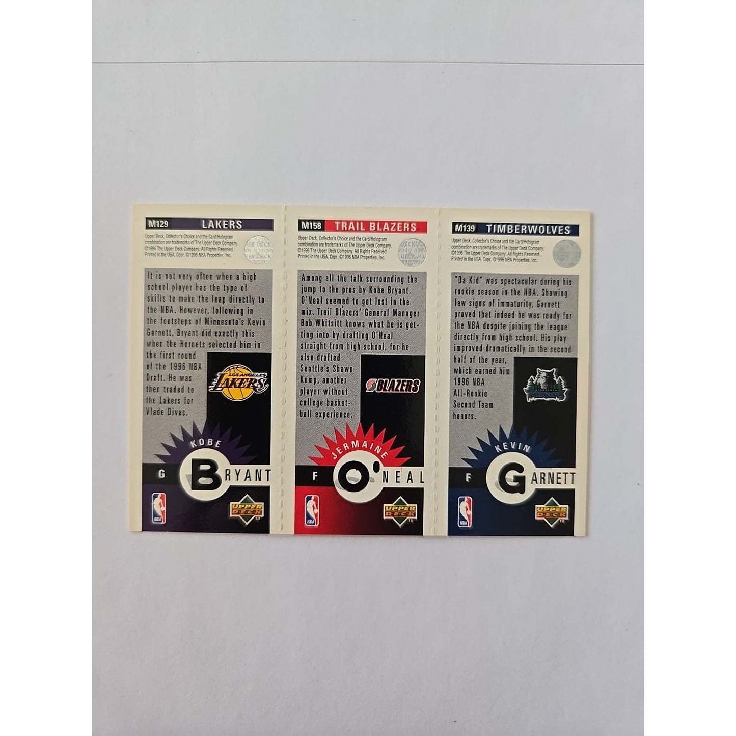 1996-97 Upper Deck Collector's Choice - Upper Deck Mini-Cards #M129-158-139 Kobe