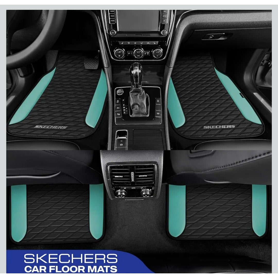 Skechers Leather Car Floor Mats Anti-Slip Pad Universal Waterproof 4pc