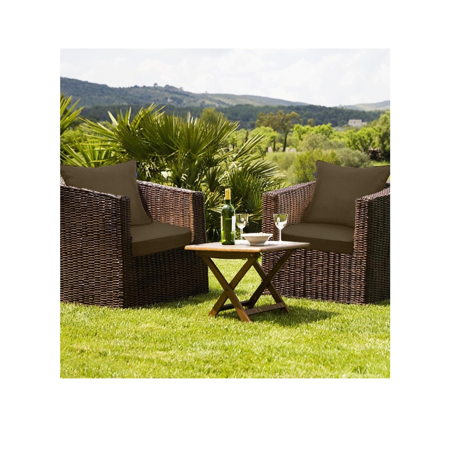 SET of TWO Deep Seat Patio Cushions 24x24 Outdoor Furniture w/ Removeable Cover Fade Resistant