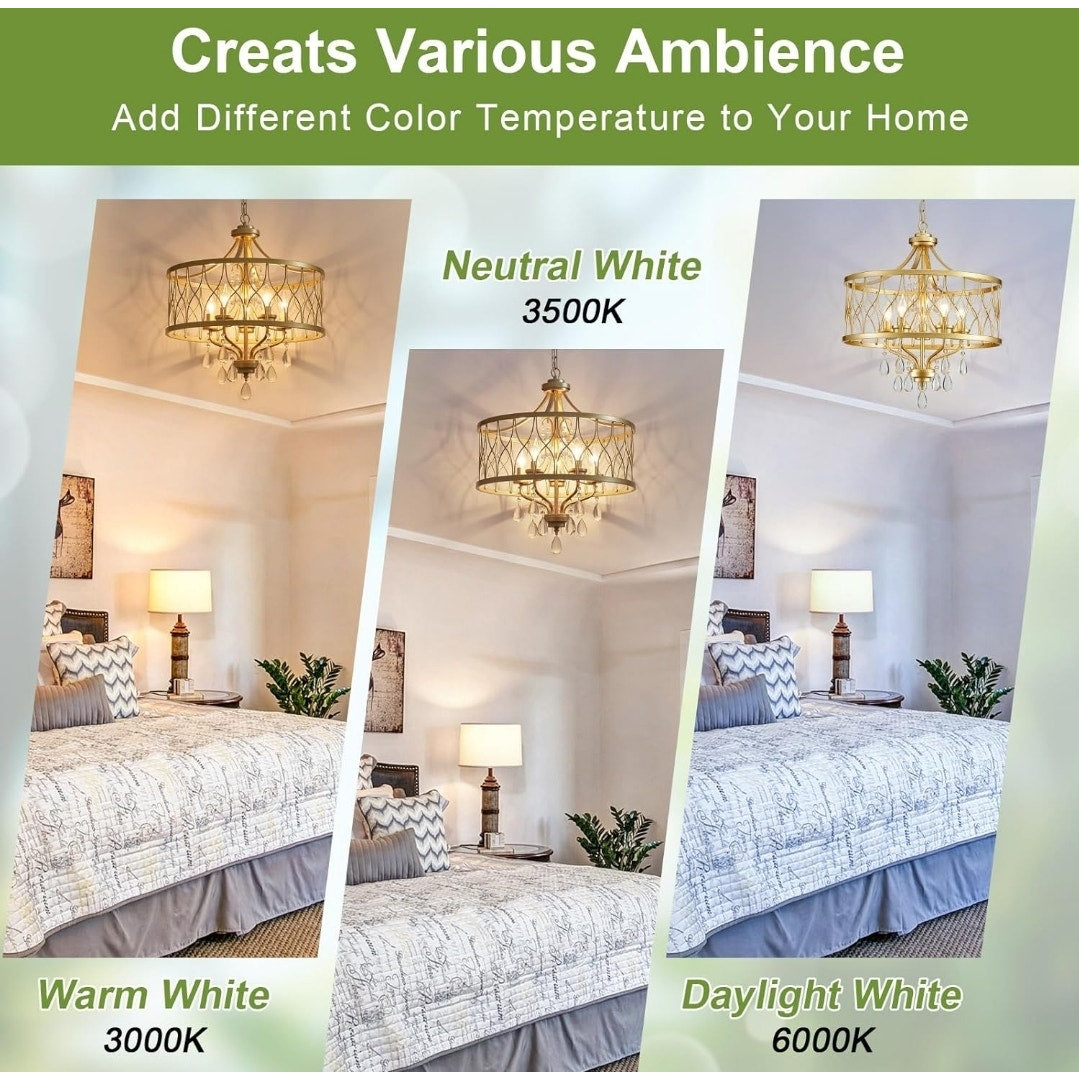 New 5-Light Gold Crystal Hanging Pendant Chandelier