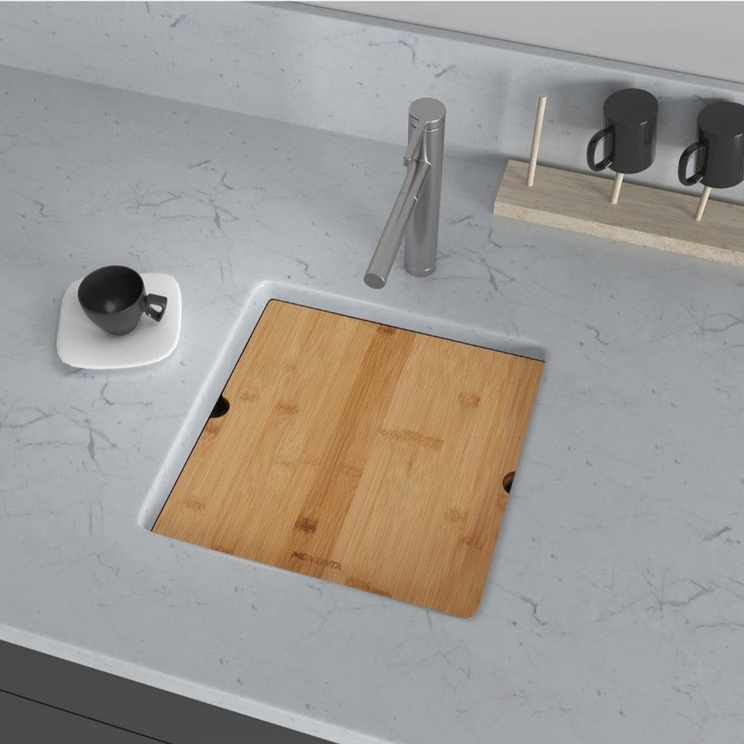 NEW Gold Bar Sink 15" Undermount w/ Cutting Board, Sink Grid, & Drain Assembly