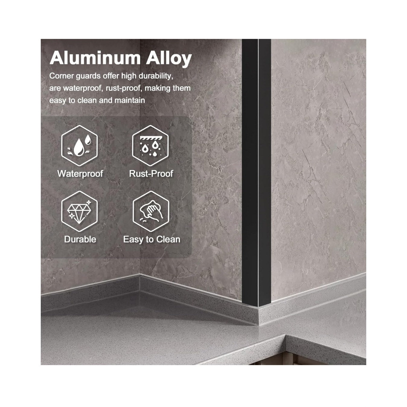 New 45" Black Metal Corner Protectors SET OF 4, Aluminum