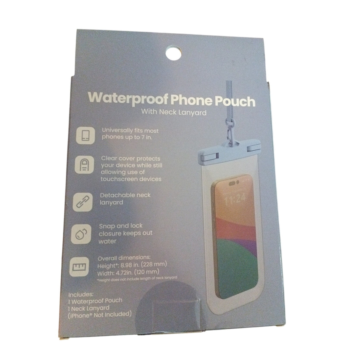 GEMS Waterproof Phone Pouch w/ Lanyard Blue Universal Size Cell Phone Dry Cover