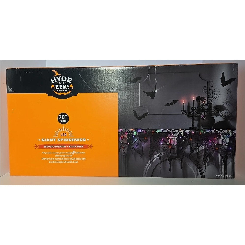 70" LED Lit Spider Webs with Gauze Halloween Decoration