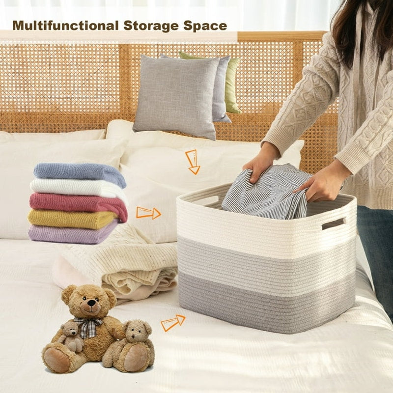 Cotton Rope storage Basket With Handles