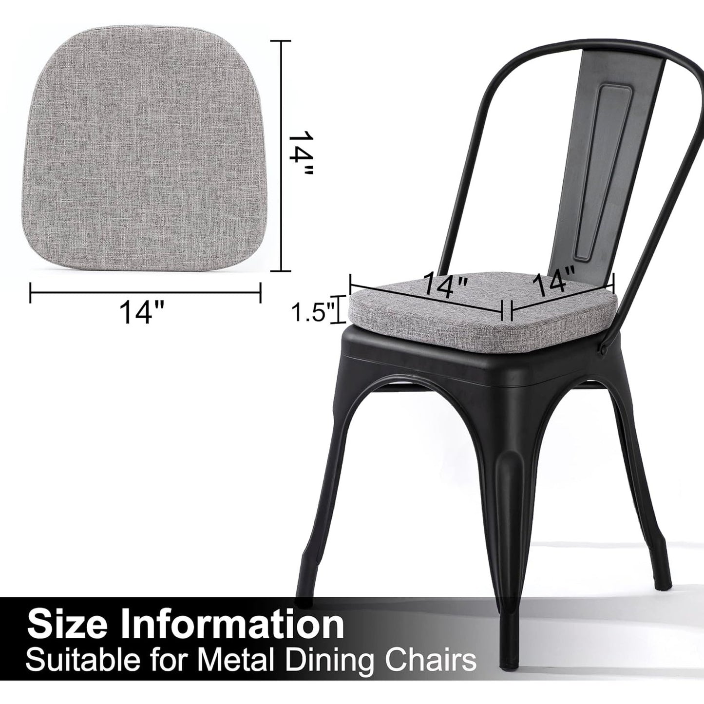 New 14x14 Small Chair Seat Cushions Pads Set of 2 inch Grey Gray