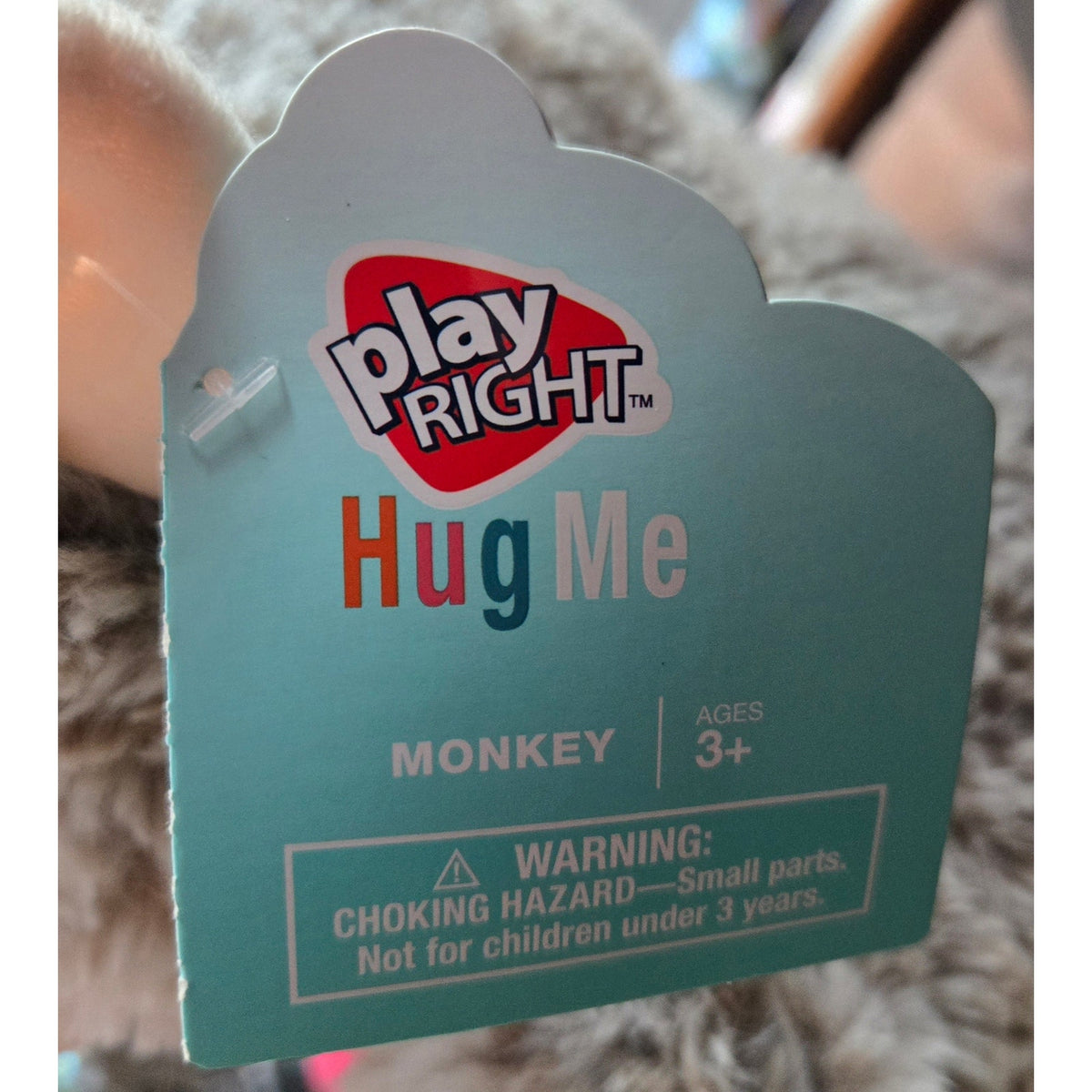 Play Right Hug Me Valentine's Day Monkey Plush with Red Heart - Ages 3+ - New with Tag