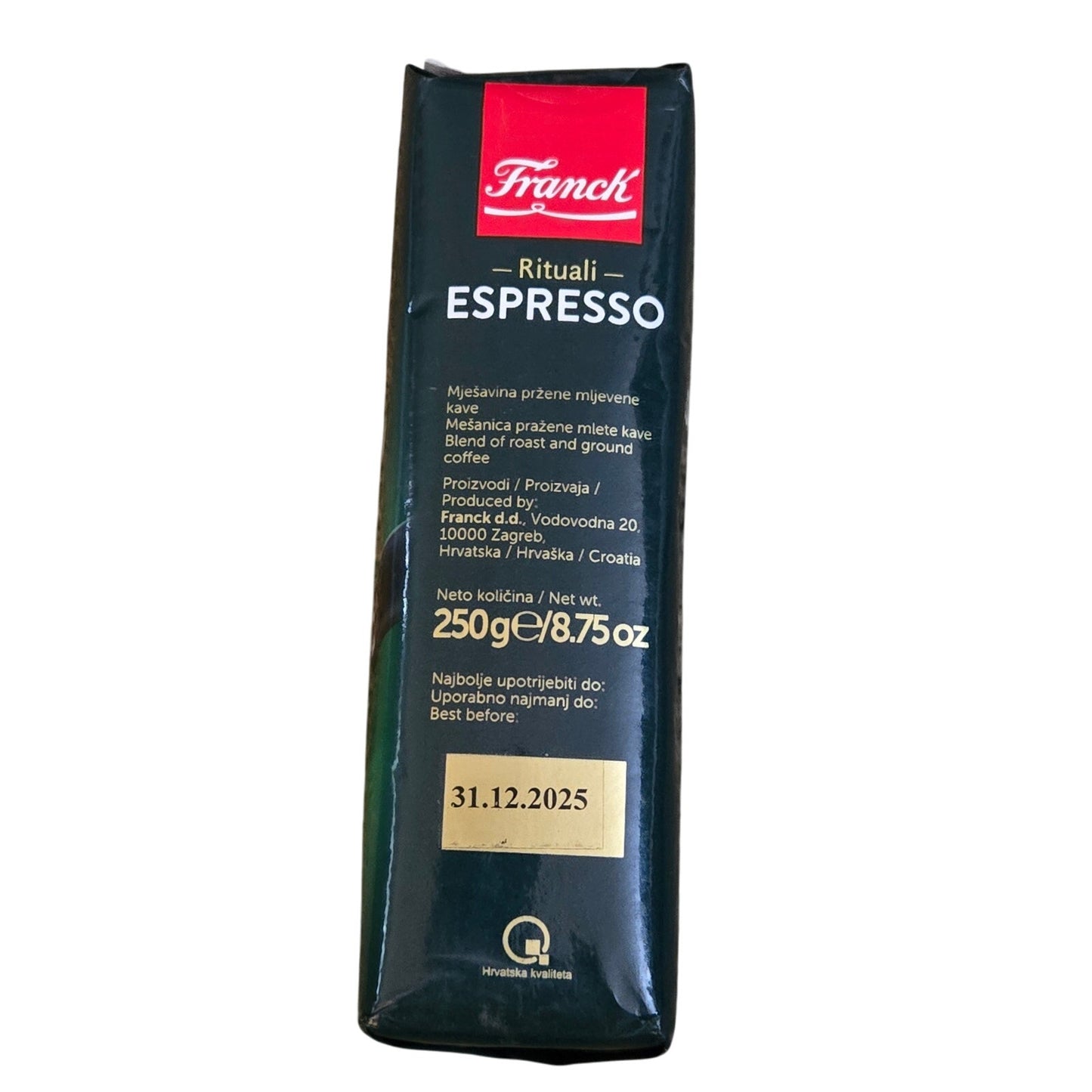 Franck Rituali Espresso Ground Coffee 250g, GREEN PKG from Croatia