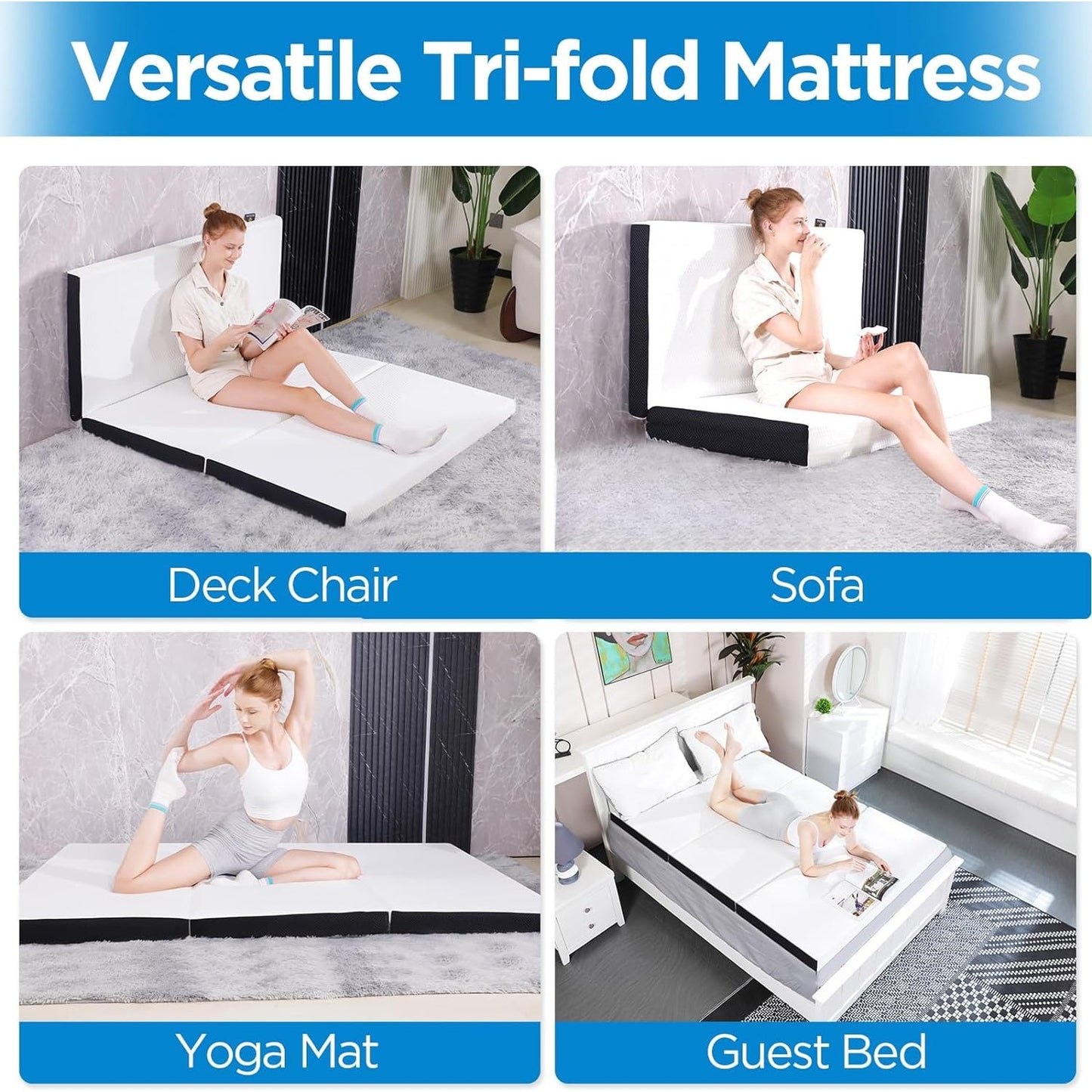 3 inch Single Size Folding Mattress Washable Cover Cooling Foldable