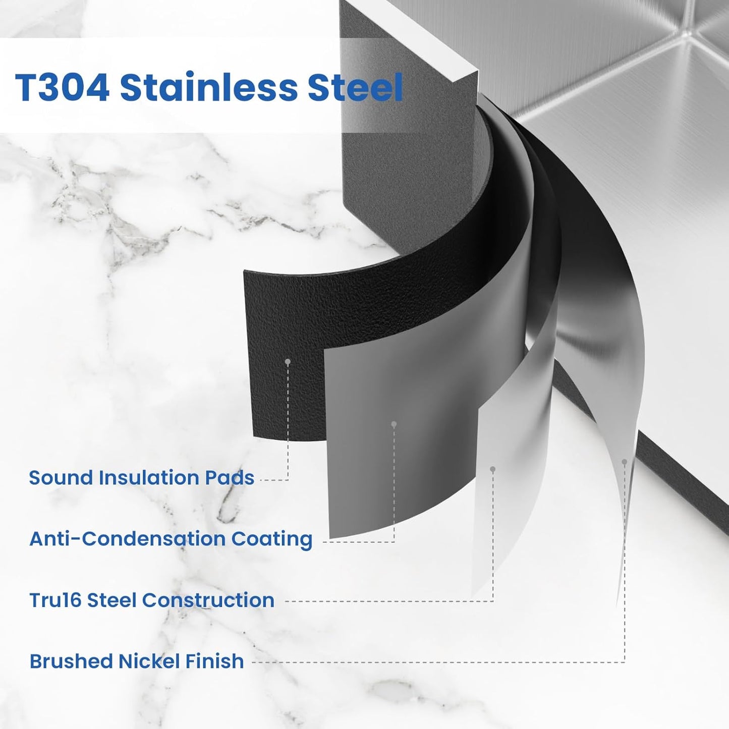 25x18 Undermount Kitchen Sink 16 Gauge 304 Stainless Steel w/ Bottom Grid & Drain Assembly