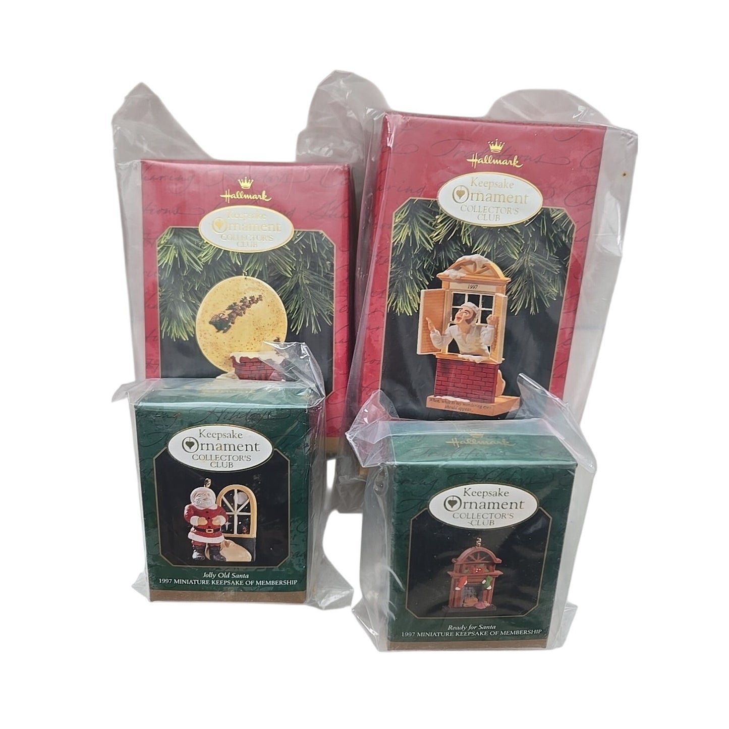 New Hallmark Keepsake Collectors Club Ornaments, Set of 4, Membership Kit 1997
