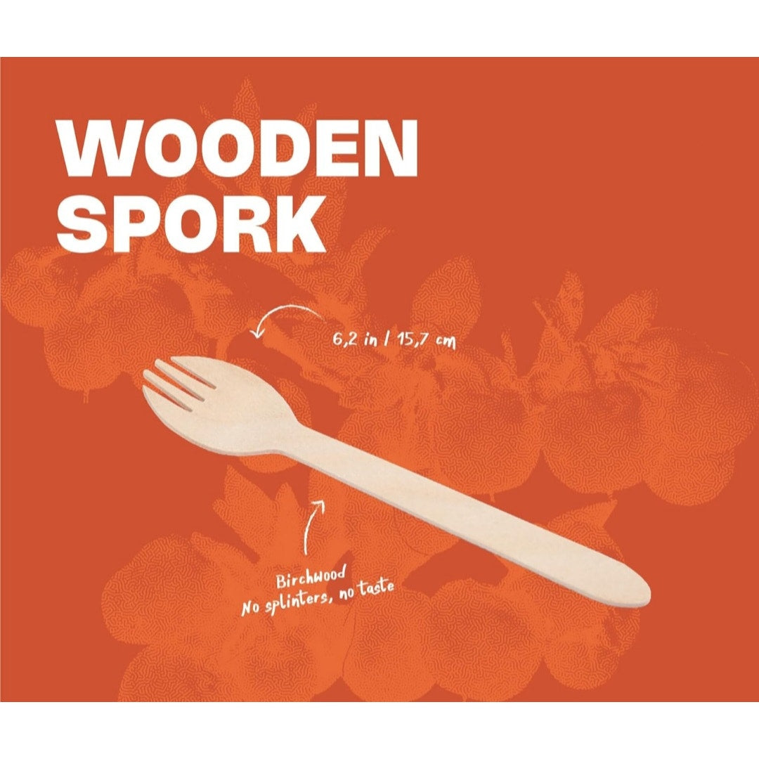 Clickeat Wooden Sporks Case of Approx 1000 Individually Wrapped NEW