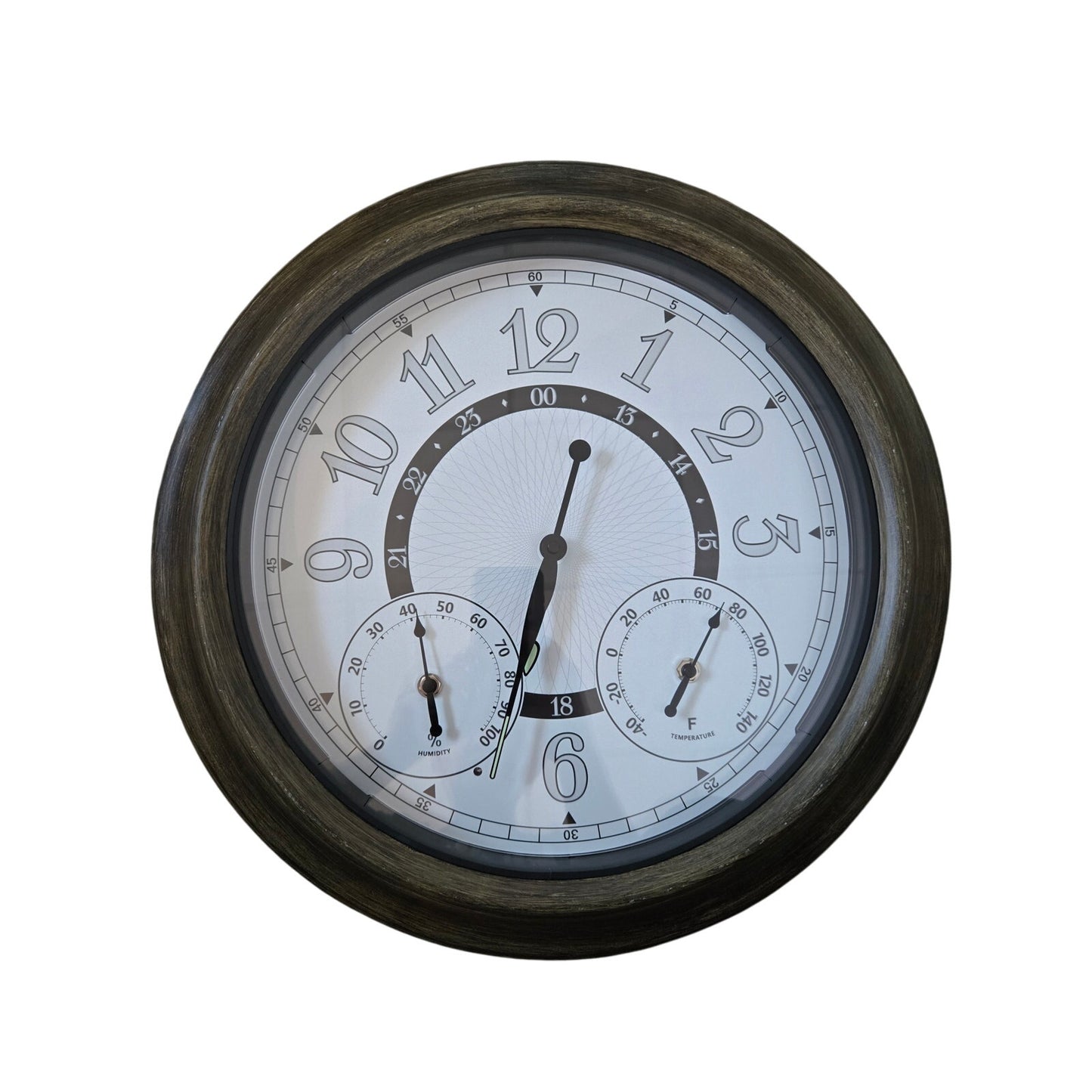 Illuminated Large Indoor Outdoor Wall Clock Waterproof w/ Auto Light Sensor Thermometer Hygrometer