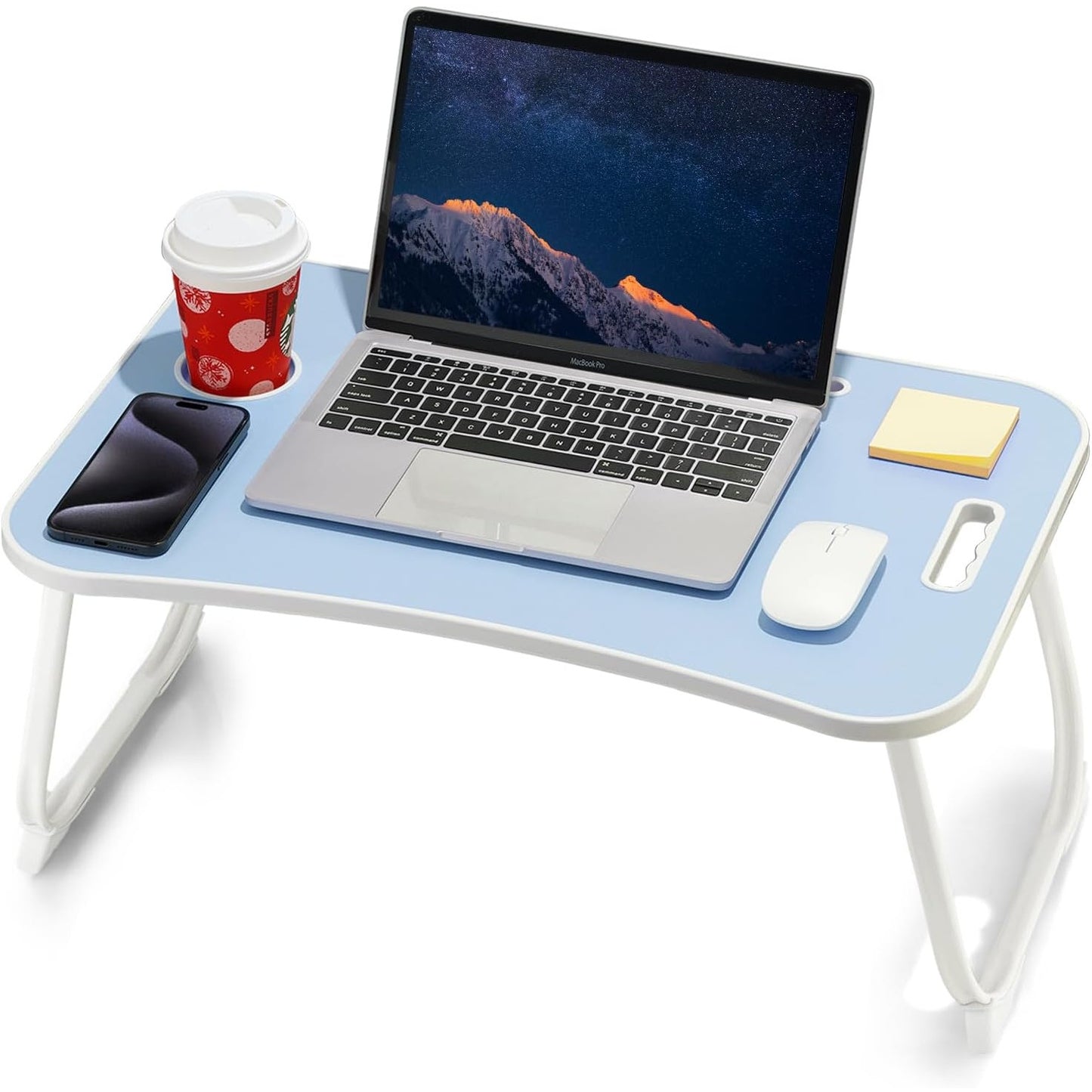 New Laptop Bed Desk Foldable Lap Table Stand with Cup Holder & Tablet Slot