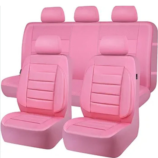 Pink Leather Universal Car Seat Covers Full Set Front & Back NEW