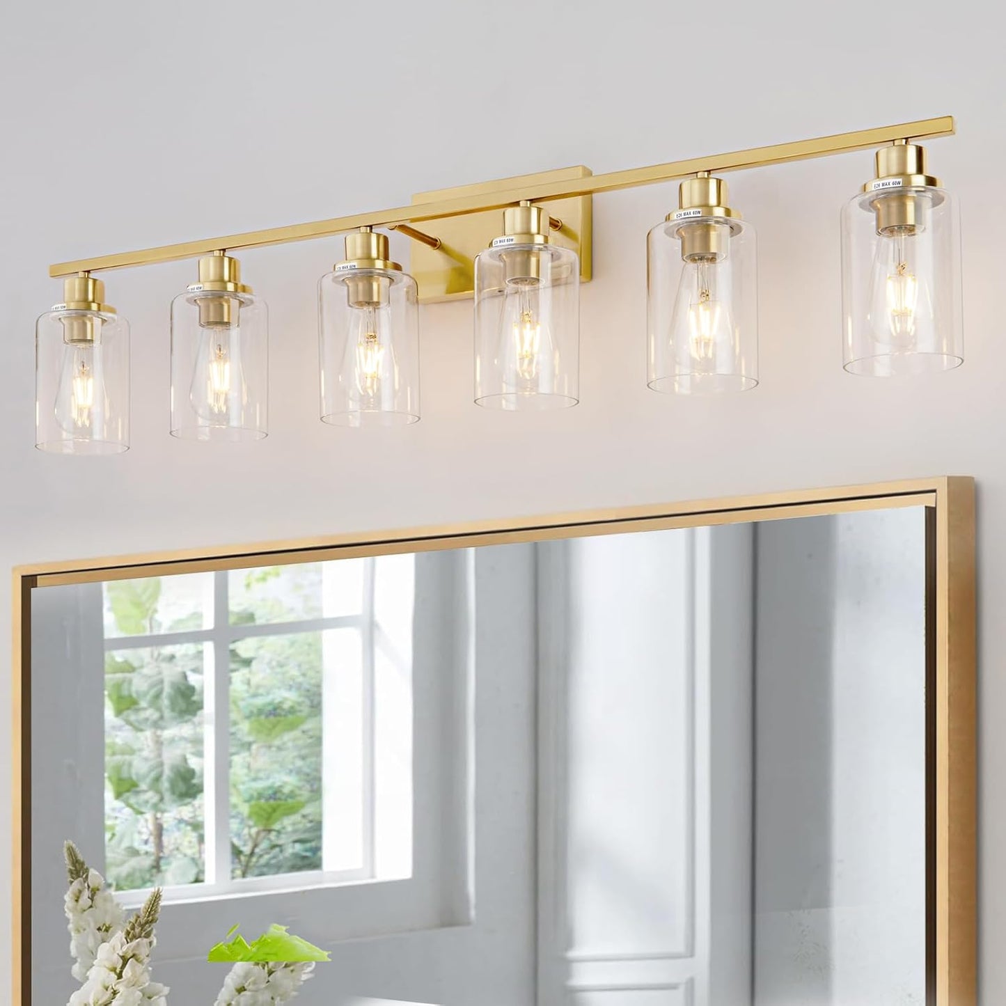 New 6 Light Gold Bathroom Light Fixture Brushed Brass Vanity Light Wall Lighting