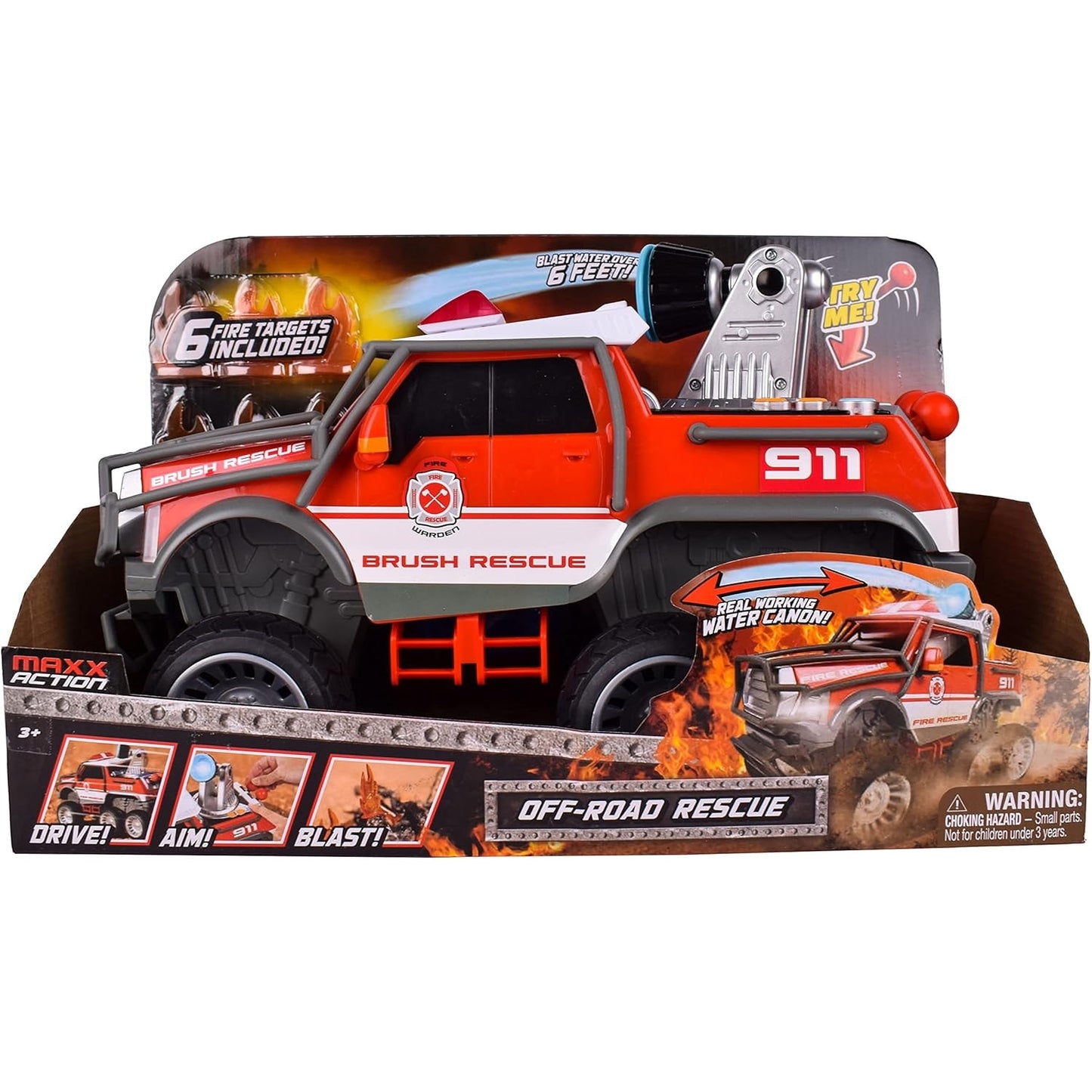 Maxx Action Fire Rescue Firetruck w/ Shooting Water Cannon Lights Sounds Motorized Drive