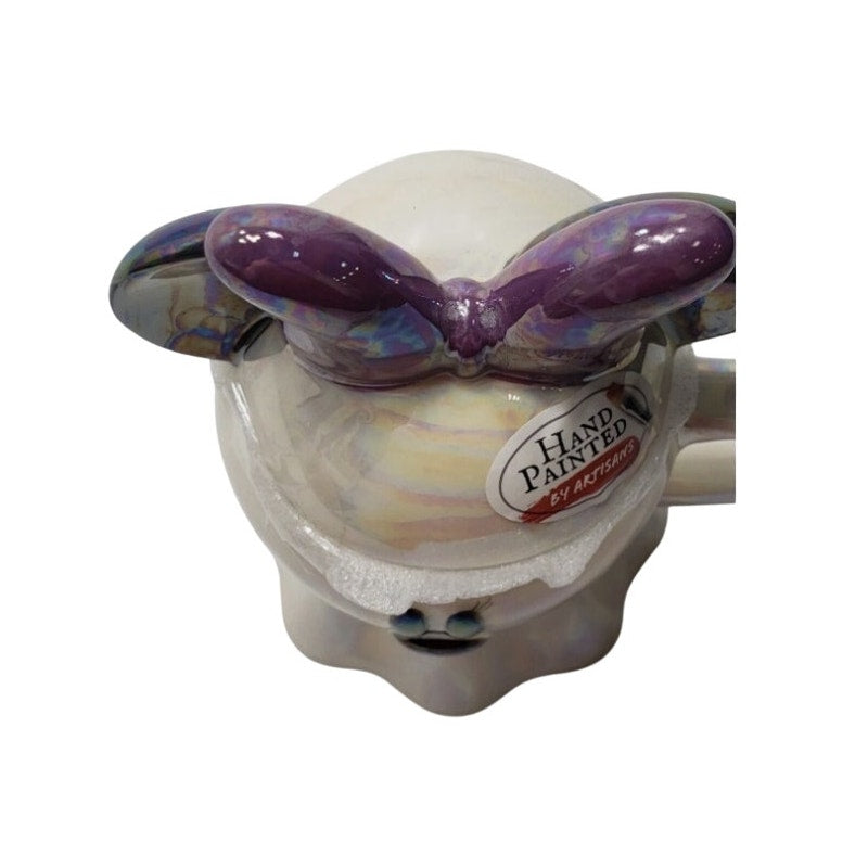 Disney Minnie Mouse Halloween Ghost Mug with Lid - Handpainted Iridescent Glaze - New 2023