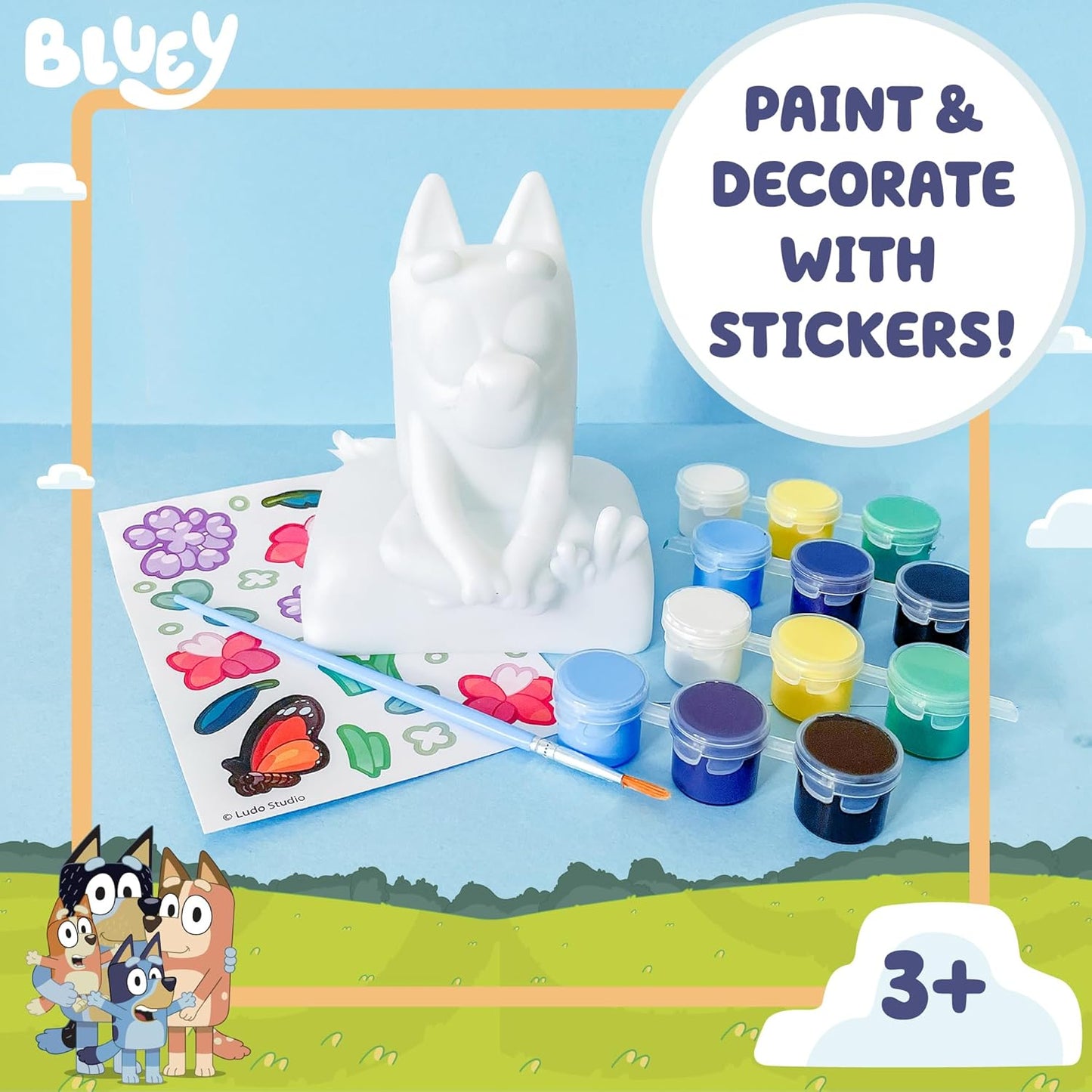 Bluey Paint Your Own Bank Includes 6 Paints Stickers Vinyl Piggy Bank for Kids