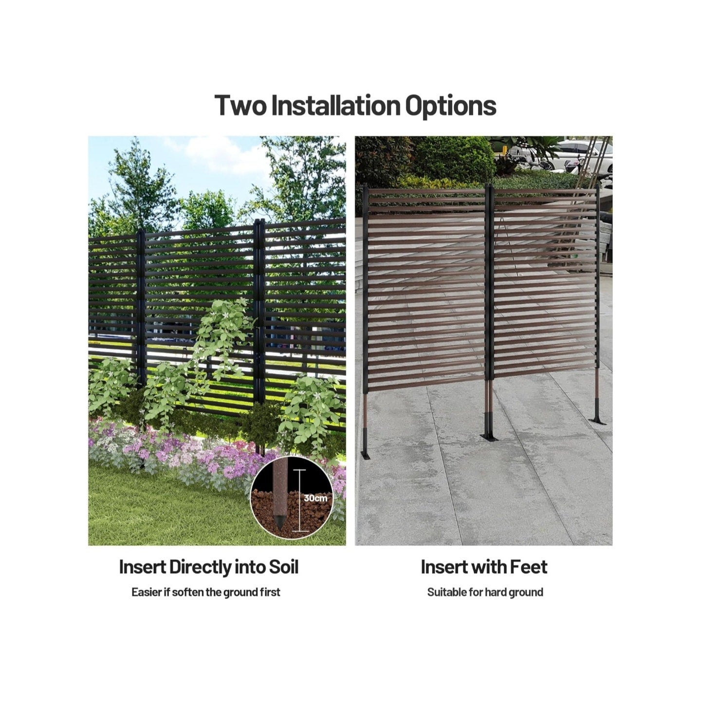 Outdoor Privacy Screen Fence w/ Stand 3'x6' Freestanding Metal Divider
