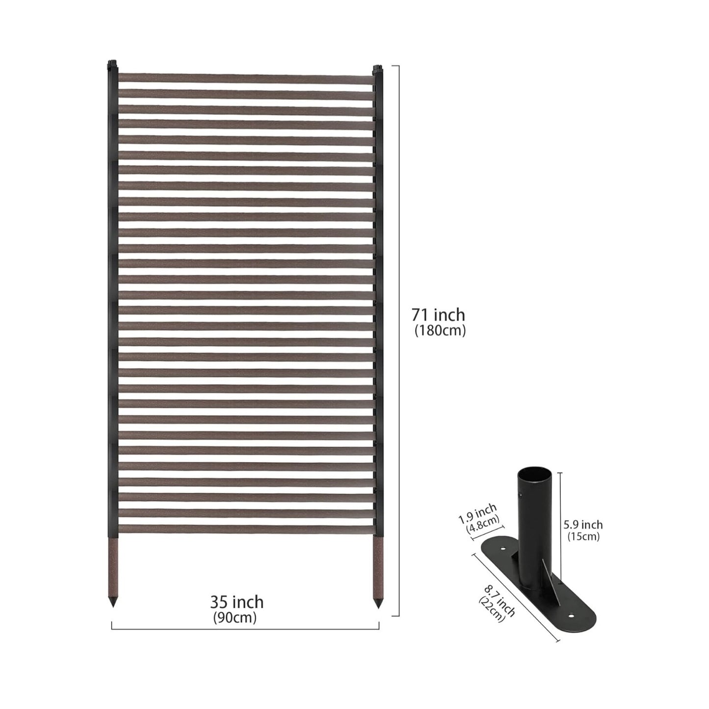 Outdoor Privacy Screen Fence w/ Stand 3'x6' Freestanding Metal Divider