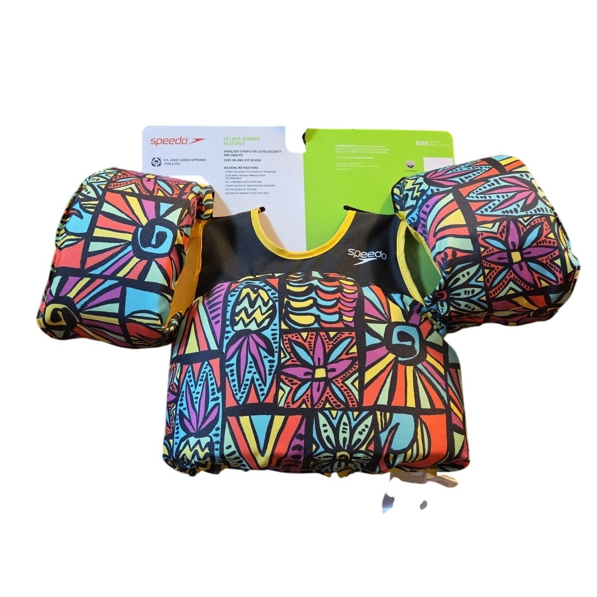 Speedo Kids Splash Jammer Size 33-55 Lbs With Shoulder Strap Blocky Burst New