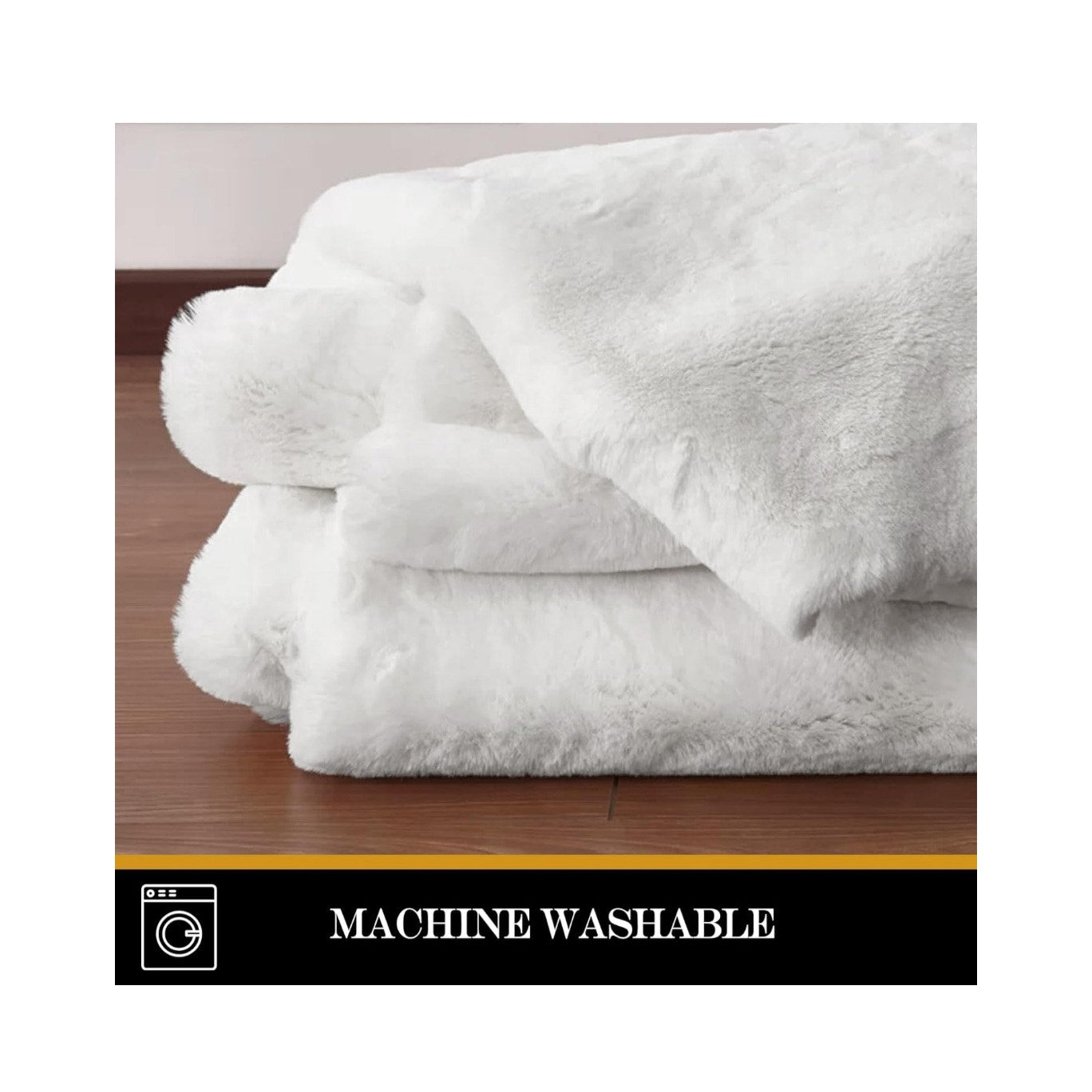 Soft White Fluffy Faux Fur Rug 6x9 Anti-Slip Non-Slip