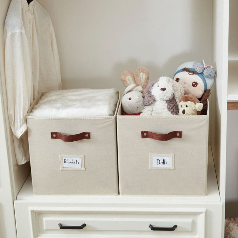 Fabric Storage Bin | Cube Storage Bin | Closet Organizers | Set of 6, Beige