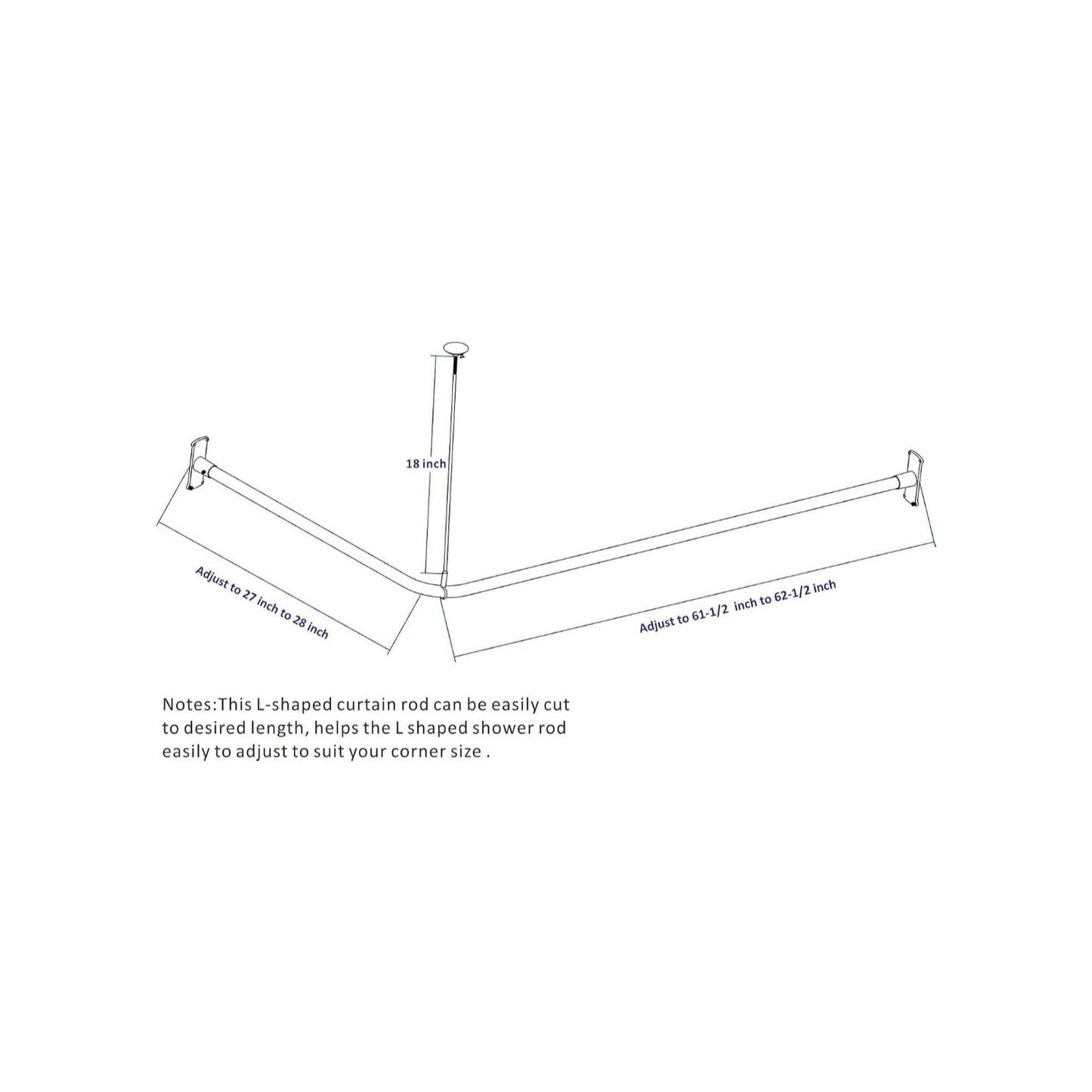 L shaped shower curtain rod