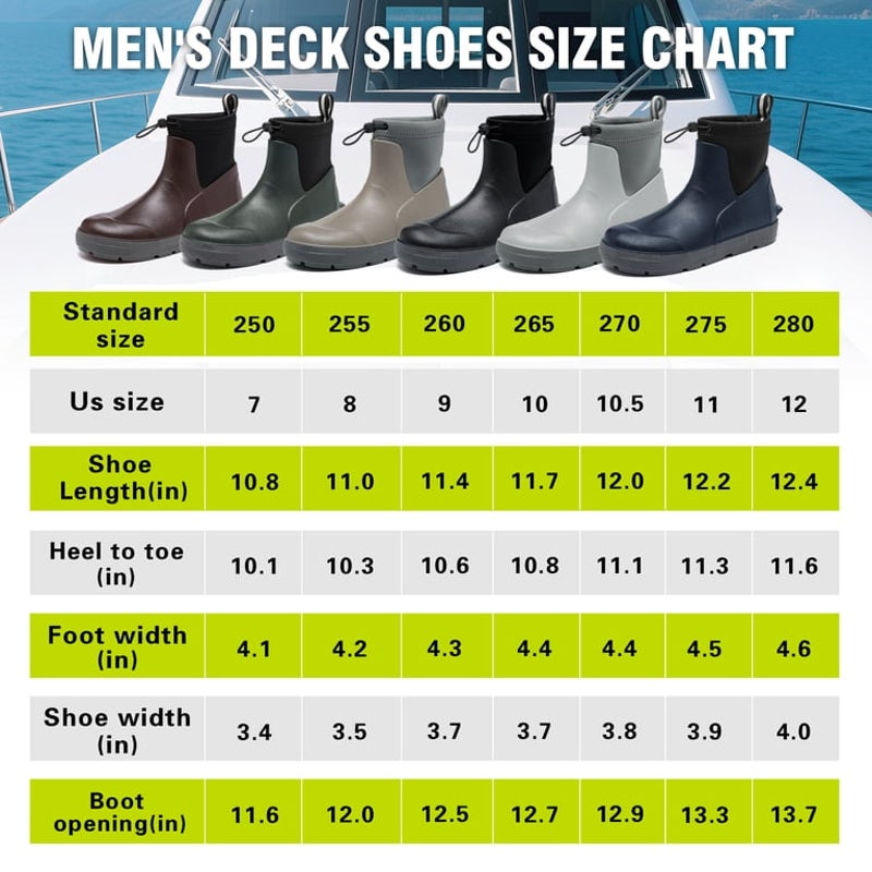Deck Boots Men's Size 9 Ankle Rubber Rain Boots Waterproof Anti-Slip Waterproof