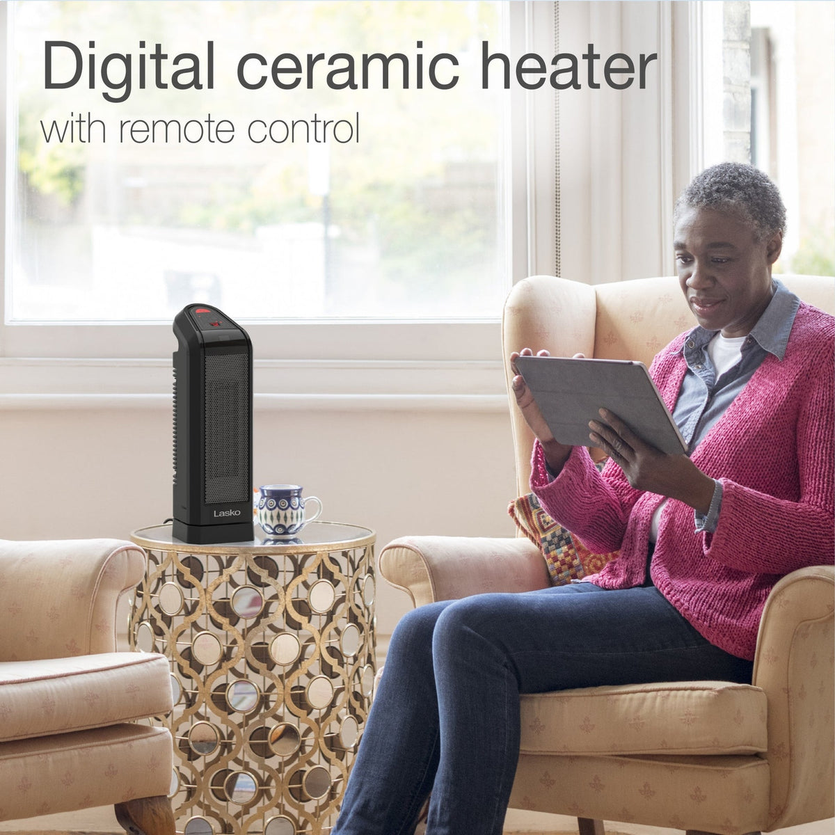 Lasko 16" Ceramic Tower Space HeaterOscillating, 2 Heat Settings
