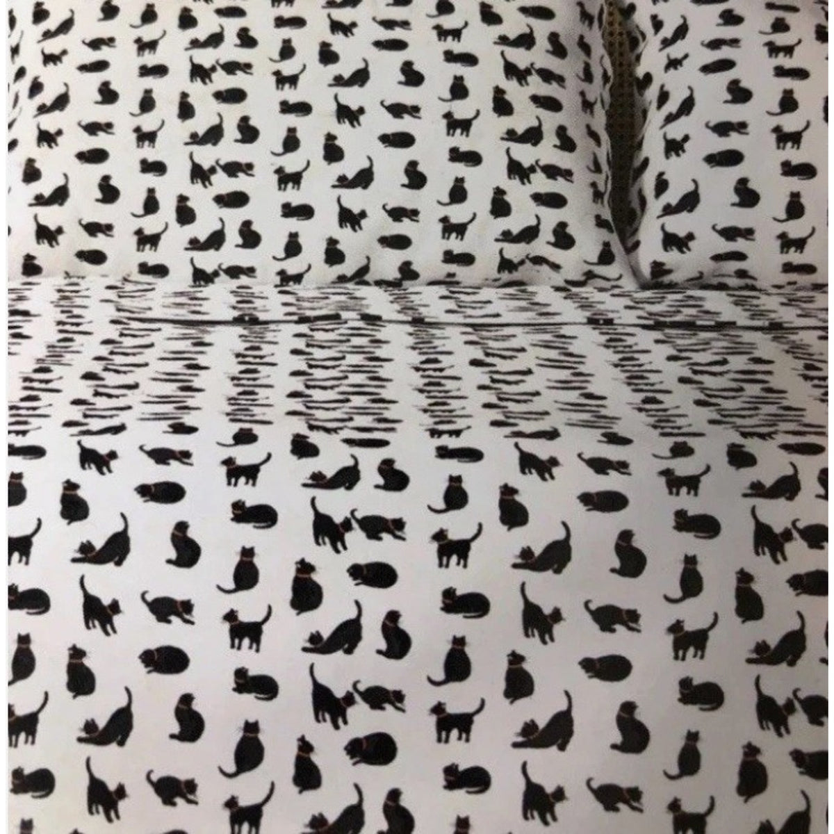 Cath Kidston Full Sheet Set Black Cats & White Halloween 100% Cotton Percale